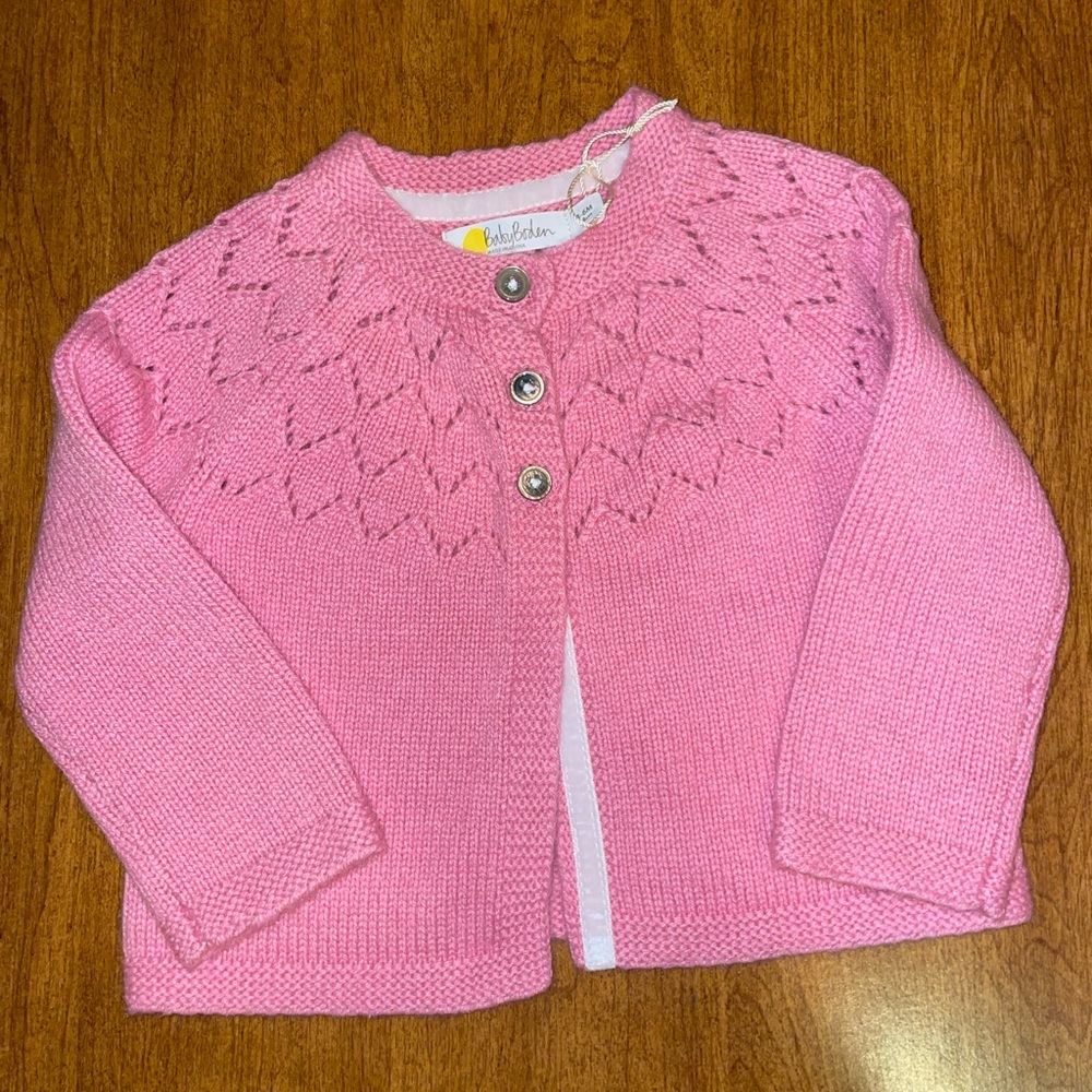 3-6 month 68 cm baby boden pink cardigan button sweater new adorable girly frill